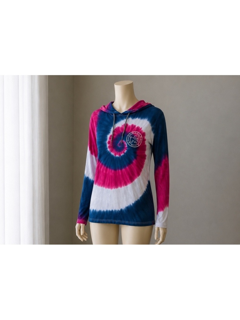 Puppie Love Tie Dye Dog Rescue Hooded Long Sleeve Shirt Size M